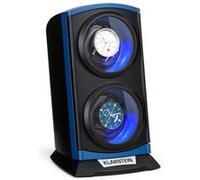KLARSTEIN St. Gallen Premium Remontoir pour Montres, 2 Montres, 4 Vitesses, 3 Modes de Rotation, fenêtre en Verre Acrylique, éclairage LED Bleu, Silencieux, Plastique résistant à l'abrasion - Bleu