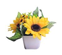 Tournesol artificiel, Bouquet de soie jaune en plastique pour bricolage, artisanat, décoration de mariage, tournesol, bonsaï, ornements en soie, petite plante en pot pour la maison