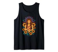 Tournesol Boho Garden Goddess Hippie Floral Mandala Moon Art Débardeur