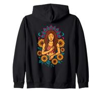 Tournesol Boho Garden Goddess Hippie Floral Mandala Moon Art Sweat à Capuche