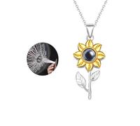Tournesol Collier, Projection Pendentif Collier pour Femme Bijoux Tournesol, 100 Langues Je t'aime Collier Amoureux Amitié Mère Cadeau St Valentine pour Femmes Filles, Tournesol Cadeau Bijoux