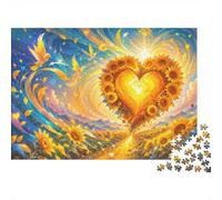 Tournesol Cœur Oiseau Puzzle, 1000 Pièces Jeu Intérieur Adulte | 52x38cm Carton, Exercice Mental, Assemblage Précis, Amateurs D'art, Réduction Du Stress