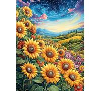 Tournesol dans Le Jardin 1000 Pieces Casse-tête Adulte en Carton sans Déformation Rêve de Peinture à l'huile Conte de fées Très Difficile Haute Difficulté Anti-Stress Décoration Murale Cadeau Noël P