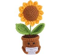 Tournesol de poche - Cadeaux positifs - Tournesols faits à la main - Support émotionnel - Cadeau tricoté avec carte d'énergie positive - Porte-bonheur - Bon rétablissement