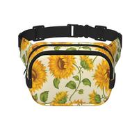 Tournesol dessiné,Sac Banane carré Double Couche, Sac de Poitrine
