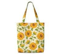 Tournesol dessiné,Sacs d'épicerie réutilisables, sacs fourre-tout de grande capacité, sac à bandoulière en toile