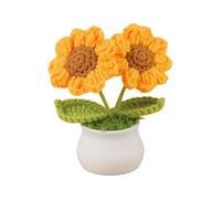 Tournesol en pot de fleurs en pot | 2 tournesols en laine tricotée à la main | Petite décoration de table en pot pour la maison, le bureau et le bureau