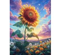 Tournesol étoilé 300 Pièces Puzzle Créatif en Carton Rigide sans Déformation Animaux Sauvages avec Fleurs Difficulté Moyenne Activité Manuelle Loisir Créatif Cadeau Créatif Anniversaire 300 PCS