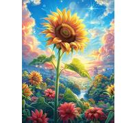 Tournesol étoilé 500 Pièces Puzzle Adulte en Carton Rigide Haute Qualité Animaux Sauvages avec Fleurs Difficile Niveau Expert Anti-Stress Jeu De Société Idée Cadeau Anniversaire Premium 500 PCS