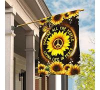 Tournesol Hippie. Tous Ceux Qui Vivent En Paix. Drapeaux De Pirate Supérieure Drapeau De Décoration Double Face Jardin Signe Décoration Pour Extérieure Balcon Patio M