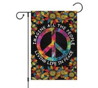 Tournesol Imaginez Tous Les Gens Vivant En Paix Drapeau Résistant Aux Intempéries Drapeau De Jardin Décoratif Garden Flag Pour Extérieur Cour Bar 30X45Cm