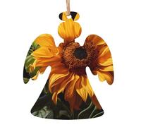 Tournesol jaune sur fond marron Décorations de Noël en bois imprimées Décorations de Noël Convient pour les arbres de Noël Décorations de fête