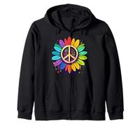 Tournesol LGBTQ Rainbow Peace Sign Pride Retro Hippie années 70 Sweat à Capuche