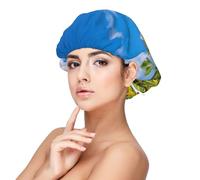 Tournesol Mer et ciel bleu Nuages blancs,Bonnet de nuit en satin pour adulte - Bonnet de nuit élastique pour femme, couvre-cheveux de nuit