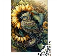 Tournesol Oiseau Nature 1000pcs Mini Puzzle pour Famille Difficile | 70x50cm Carton Décor Salon Structure Durable Cadeau Anniversaire Soulagement Du Stress