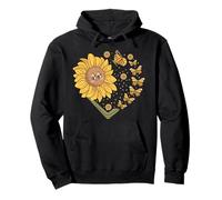 Tournesol Papillon cœur Floral d'été pour Mamans, Filles, Enfants Sweat à Capuche