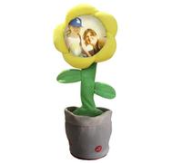 Tournesol parlant et dansant personnalisé avec un visage personnalisé, qui chante et imite les chansons de 50 disques amusants pour les anniversaires, les fêtes et la Saint-Valentin. (36X15CM)