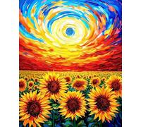 Tournesol Peinture Numero Adulte, Nuage Peinture Numero Enfant Débutants DIY Toile à l'huile Kit, Activité Manuelle Adulte avec Peintures et Pinceaux pour Décoration Maison 100x135cm Sans Cadre T-3