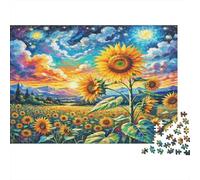 Tournesol Puzzle 1000 Pieces Cadeau Unique Fleur Multicolore Fleur colorée Jeu Éducatif Challenge Toy À De Qualité Supérieure Peinture Art pour Adultes Et Enfants À Partir De 12 Ans 38x26cm/1000p