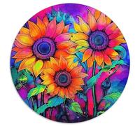 Tournesol Puzzle 1000 Pièces Jeu Cadeau Unique Belle Fleur Puzzle Rond DIY Adultes Et Enfants À Partir De 12 Ans1000pcs (67.5x67.5cm)