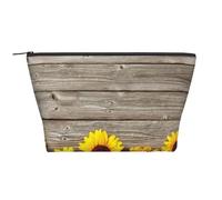 Tournesol sur Bois Rustique, Trousse de Toilette Trousse de Maquillage Sac à cosmétiques Trousse de Toilette de Voyage Portable
