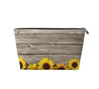 Tournesol sur Bois Rustique, Trousse de Toilette Trousse de Maquillage Sac à cosmétiques Trousse de Toilette de Voyage Portable