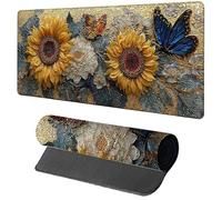 Tournesol Tapis de Souris 700x400x3mm, Tapis de Souris XXL Gaming Papillon, Grand sous Main Bureau avec Rubber Base, Gaming Accessoire Bureau, Haute Précision et Vitesse Mouse Pad, pour Gamer 1-2104