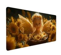 Tournesol Tapis de Souris XXL 100 x 50 cm, Tapis Souris Jaune sous Main Bureau avec Bords Cousus, Imperméable Mouse Pad Base en Caoutchouc Antidérapant Surface pour Gamer, PC, Cadeau Femme -lsy2603U9