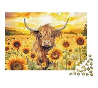 tournesol vache Highland Puzzle 1000 Pièces Carton Épais Pour Adolescents 12-18, Puzzle Entraînement Cérébral, Amusement De Vacances, Cadeau D’Anniversaire Attentionné Pour Adolescents 52x38cm/1000pcs