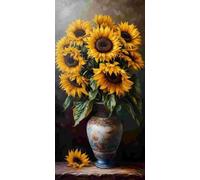 Tournesol vase Diamond Painting Kit pour Adulte Enfant, 5D Diamant Painting Images Ronde Diamond Peinture Diamant Adulte, DIY Cristal Débutant Art Set pour Décor Murale Maison Cadeaux 80x160cm t-881
