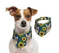 Tournesols Bouledogue Français,Bandanas pour Chien, écharpe en Coton, Bavoirs réglables pour Animaux de Compagnie,S