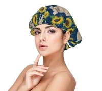 Tournesols Bouledogue Français,Bonnet de nuit en satin pour adulte - Bonnet de nuit élastique pour femme, couvre-cheveux de nuit