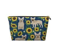 Tournesols Bouledogue français, Trousse de Maquillage Trousse à cosmétiques Trousse de Toilette de Voyage Portable Pochette de Toilette