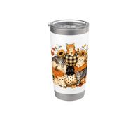 Tournesols Citrouilles Feuilles d'automne et chats Gobelet isotherme en acier inoxydable double paroi