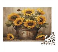 Tournesols dans Un Seau Puzzle 1000 Pièces Papier recyclé pour Adultes Puzzle pour Adultes Jeu Stimulant Impossible Difficile Excellente idée Cadeau pour Relaxation et créativité 52x38cm/1000pcs