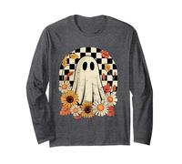 Tournesols fantômes rétro - Jolis Motifs Floraux d'halloween Manche Longue