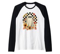 Tournesols fantômes rétro - Jolis Motifs Floraux d'halloween Manche Raglan