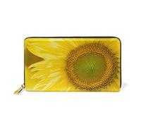 Tournesols Fleurissent Art D’Automne Portefeuille Zipper Long Bourse en Cuir Véritable avec Titulaire de la Carte de Crédit pour Téléphone Femmes Fille Hommes