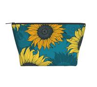 Tournesols Jaunes sur Fond Bleu, Trousse de Toilette Trousse de Maquillage Sac à cosmétiques Trousse de Toilette de Voyage Portable