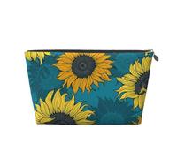 Tournesols Jaunes sur Fond Bleu, Trousse de Toilette Trousse de Maquillage Sac à cosmétiques Trousse de Toilette de Voyage Portable