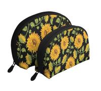 Tournesols Mignons, Trousse de Maquillage Coquille Femme Petit Porte-Monnaie Trousse de Toilette Trousse à cosmétiques 2 pièces