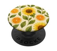 Tournesols Oranges Tranches d'agrumes Summer Tropical Art Pattern PopSockets PopGrip Adhésif