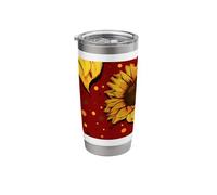 Tournesols Romantique Rouge Floral Summer Art Soleil Fleur Gobelet isotherme en acier inoxydable double paroi