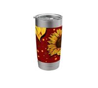 Tournesols Romantique Rouge Floral Summer Art Soleil Fleur Gobelet isotherme en acier inoxydable double paroi