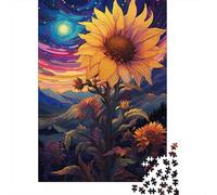 Tournesols sous la veilleuse 5 Puzzles Décoration d'intérieur Unique Puzzle rectangulaire en Papier pour Adultes et Adolescents Cadeaux de Noël 1000 pièces (75 x 50 cm)