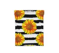 Tournesols sur Fond de Rayures Noires et Blanches, Sac de Rangement pour Femmes, Portefeuille supérieur à Presser, Petit Porte-Monnaie, Pochette de Changement