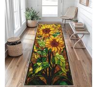 Tournesols Tapis de Couloir Vitrail Tapis de Couloir Long 50 x 150 cm Passage Antidérapant Lavable en Machine D'entrée Chambre Salon Descente de Lit Poil Ras Rug gU&O380