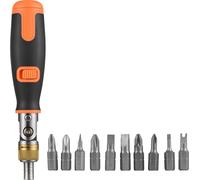 Tournevis à cliquet à double sens 10-en-1 Set de tournevis à cliquet multi-bits 6.23mm Outil de tourne-écrou ajustable