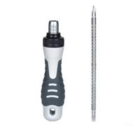 Tournevis à Cliquet avec Manche Télescopique Réglable et Double Fente Embouts Croix pour Assemblage Mécanique et Réparation de Matériel de Cuisine (Gris)