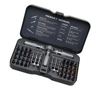 Tournevis à cliquet haute performance - 40 outils - Construction en acier - Ergonomique et compact - Avec étui de rangement